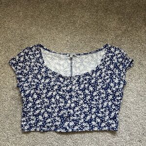 Floral Blue Women's CroppedTop
